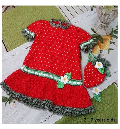 Strawberry Dress with Purse for 2 to 7 years