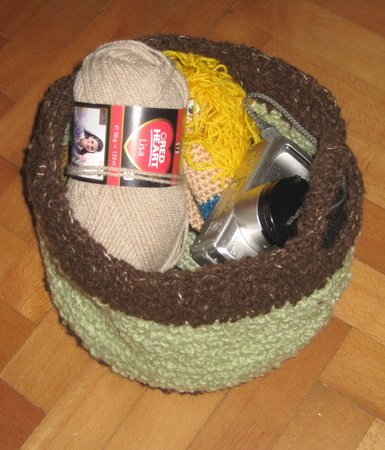 Crochet green basket