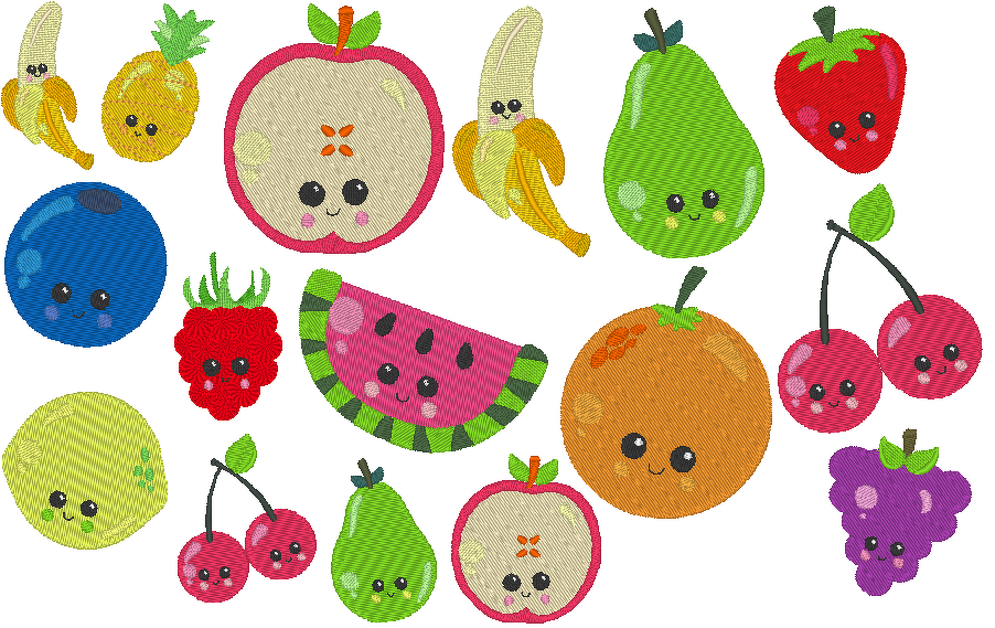 freche Früchtchen Obst gefüllt Stickdatei