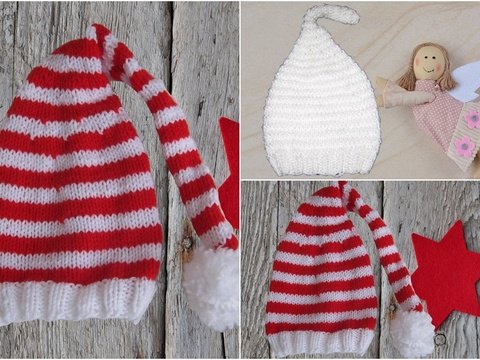Strickanleitung Weihnachtsmützen im Set 2in1 - tragbar von Babys 0-9 Monate