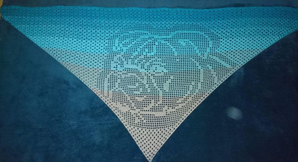 Motivtuch Englische "Bulldogge", Dreieckstuch, Häkelanleitung