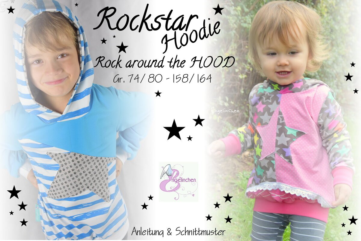 E-Book Schnittmuster Rockstar Hoodie Rock around the hood 74-164