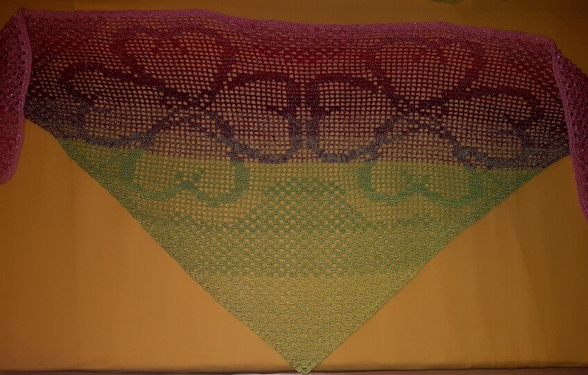 Motivtuch "Glück", Dreieckstuch, Häkelanleitung