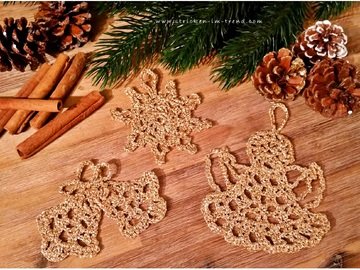 Häkelanleitung für Christbaumschmuck / Geschenkanhänger | Baumschmuck *GOLDEN X-MAS"