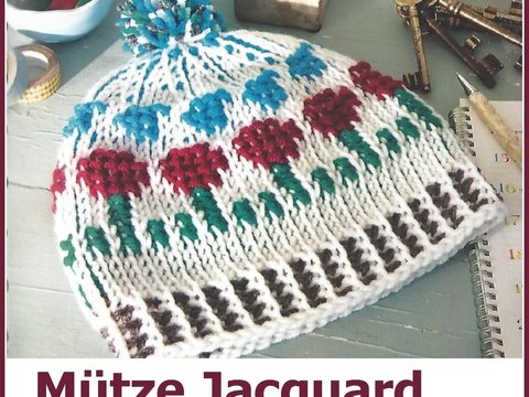 Mütze Jacquard Tunesisch Häkeln