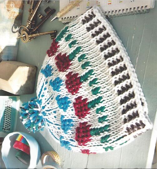 Mütze Jacquard Tunesisch Häkeln