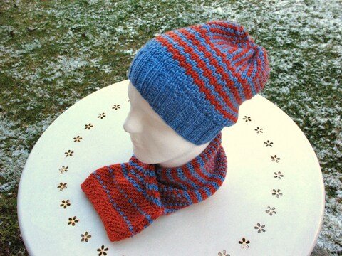 Strickanleitung - Mütze und Schalkragen - Set Mustermix