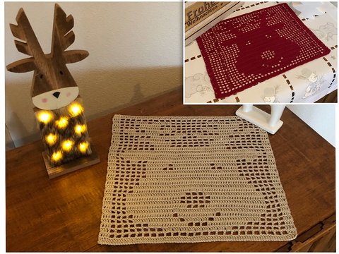 Häkeln / Platzdeckchen / Deckchen "Rudi das Rentier" in 2 Größen