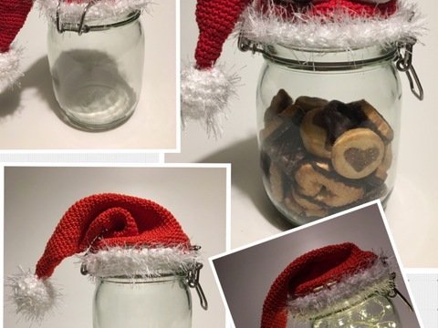 Weihnachtsmützenglubschaugenkeksglas