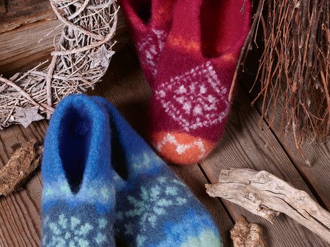 Gestrickte Filzpuschen Malte