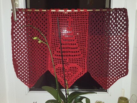 Gardine "Christmas" 47x25 cm, Breite individuell anpassbar, Häkelanleitung