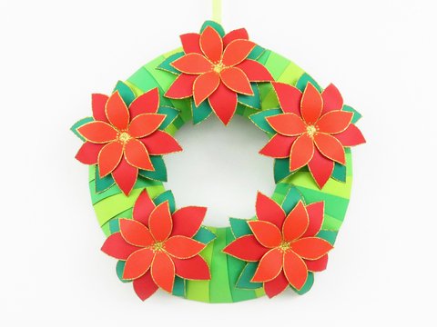 Türkranz mit Weihnachtssternen – Bastelvorlagen und Anleitung