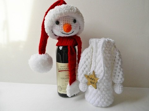 Schneemann - Verpackung für Weinflasche 0,75 l