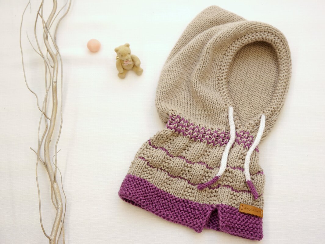 Knitting Pattern - Cowl - Hooded Scarf Little Hoody - for Kids - No.187E - Image 6