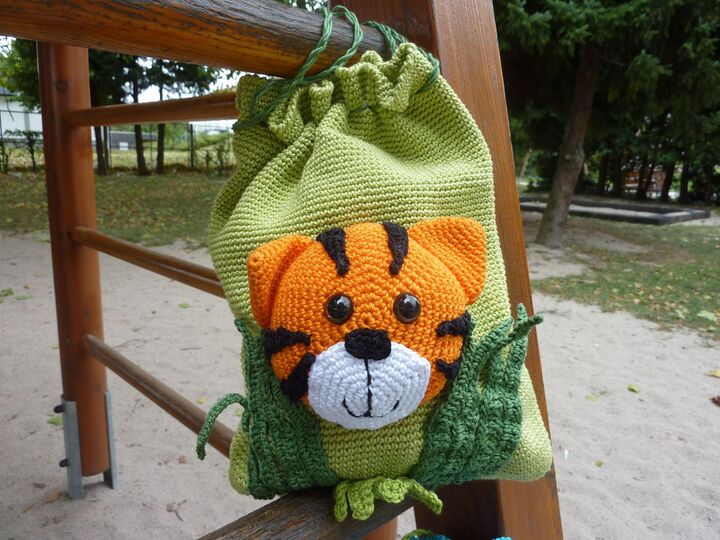 Häkelanleitung "Kinderbeutel Tiger & Panda"