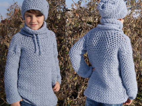 Häkel-Set Pullover/Rolli/Beanie CLASSIC (Gr. 134 - XL)