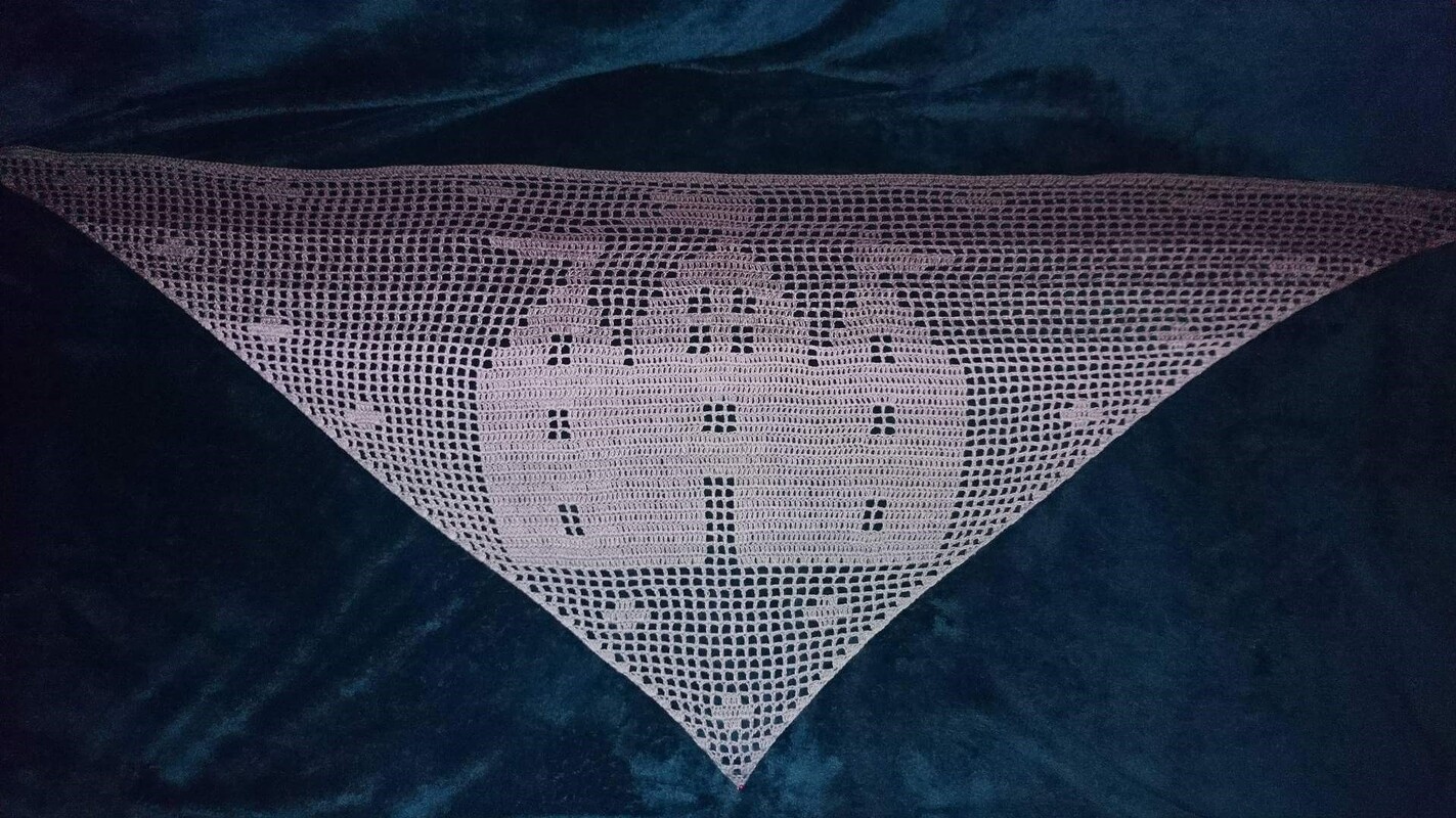 Motivtuch "Schloß" für Kids, Dreieckstuch, Häkelanleitung