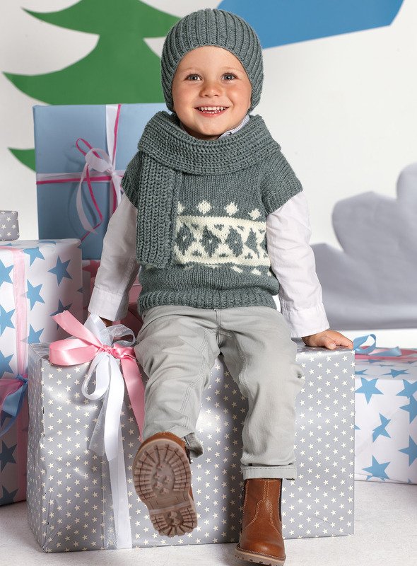 Strickanleitung Set Roald // Pullunder + Mütze + Schal