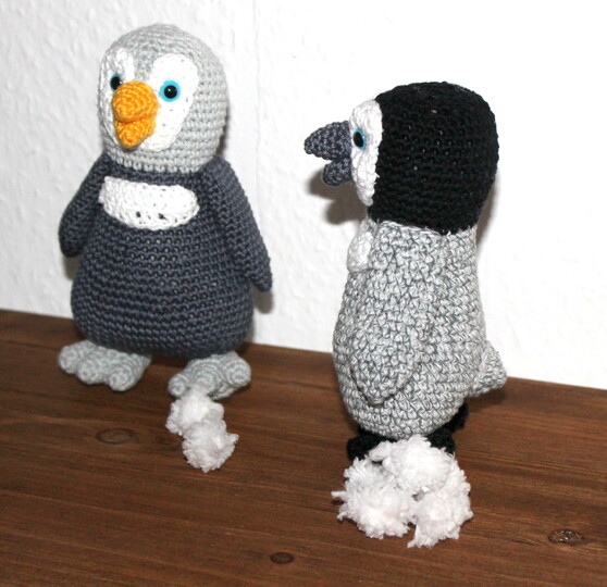 Pinguine häkeln – melierte Kuschelpinguine mit Mütze (deutsche Anleitung)