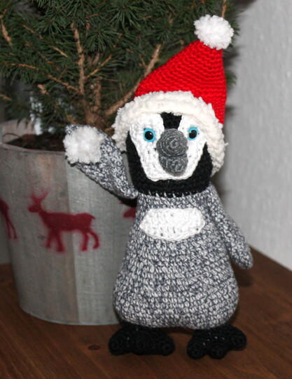 Pinguine häkeln – melierte Kuschelpinguine mit Mütze (deutsche Anleitung)