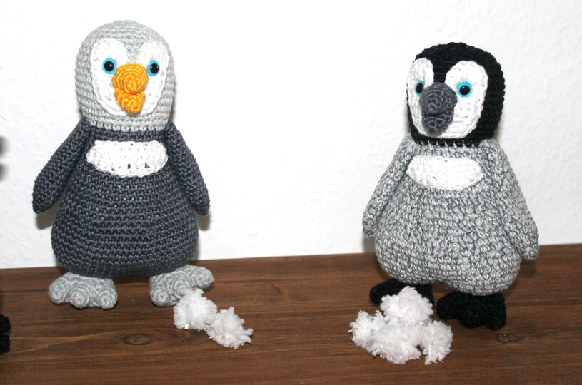 Pinguine häkeln – melierte Kuschelpinguine mit Mütze (deutsche Anleitung)