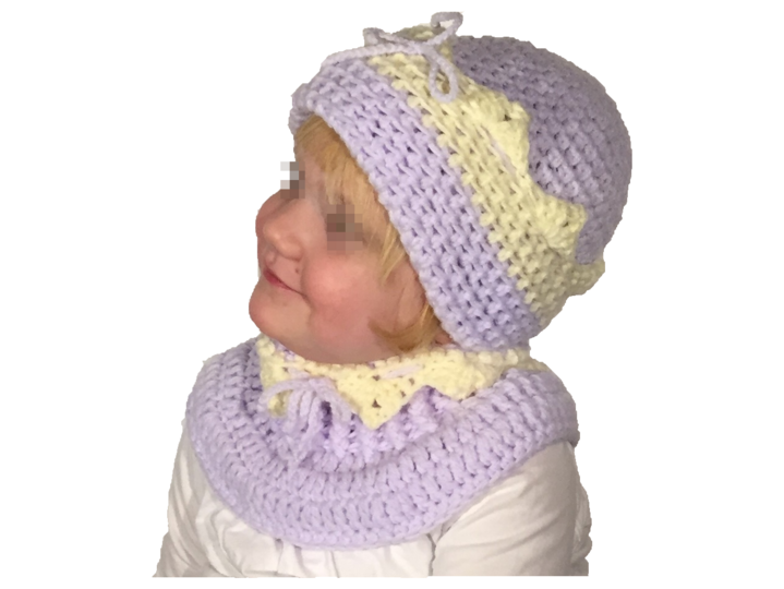 Kronenmütze + Schalkragen Häkelanleitung alle Größen und Garne