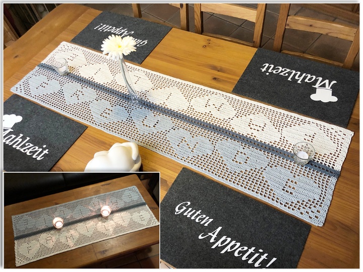 Häkeln / Tischläufer / Familie / Freunde / 2 Größen und 3 Varianten