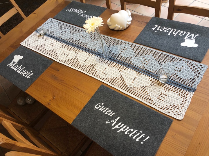 Häkeln / Tischläufer / Familie / Freunde / 2 Größen und 3 Varianten