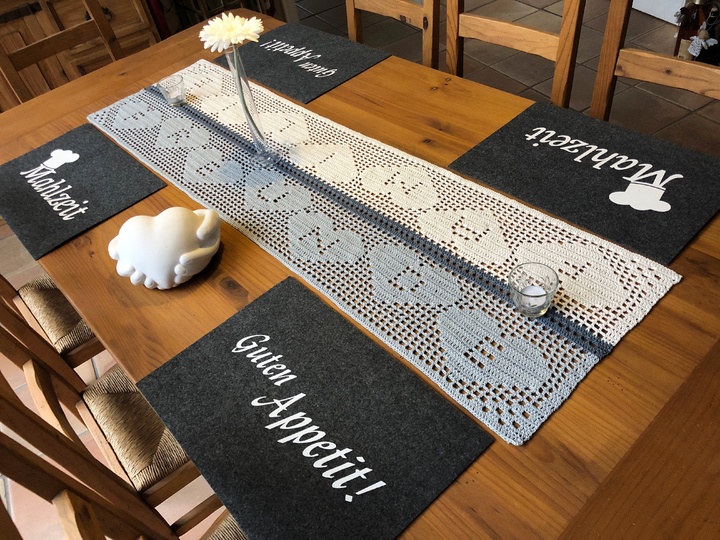 Häkeln / Tischläufer / Familie / Freunde / 2 Größen und 3 Varianten