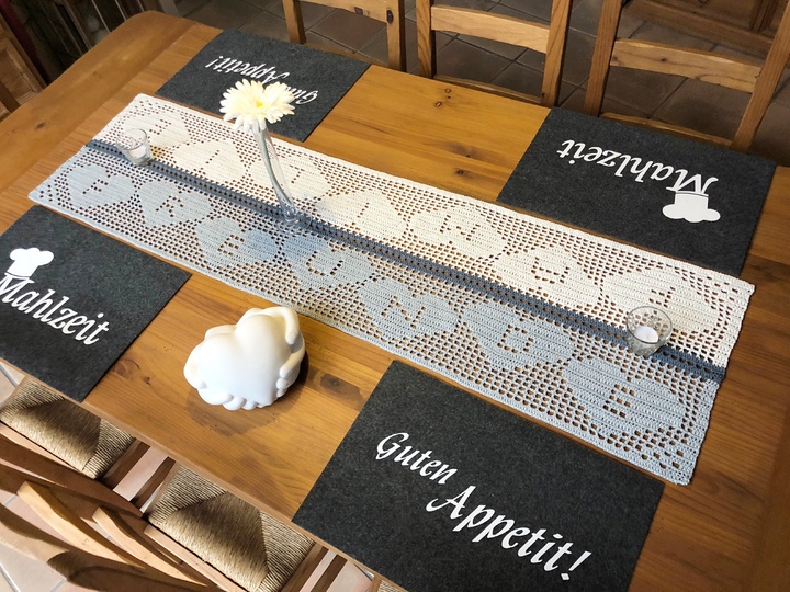 Häkeln / Tischläufer / Familie / Freunde / 2 Größen und 3 Varianten