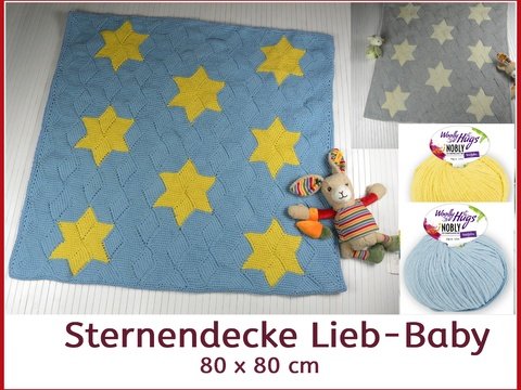 Babydecke Sternendecke Lieb-Baby tunesisch gehäkelt mit NOBLY von Woolly Hugs