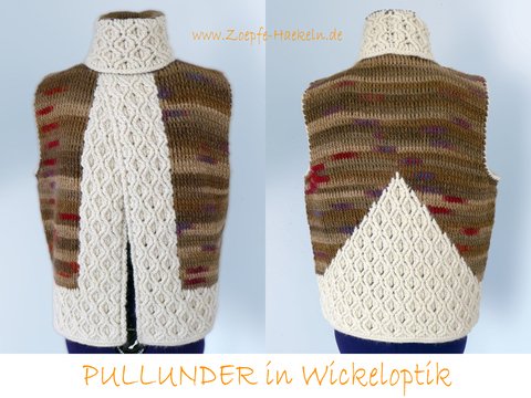 Mod. 026 - Häkelanleitung Pullunder in Wickeloptik mit Zopfmuster