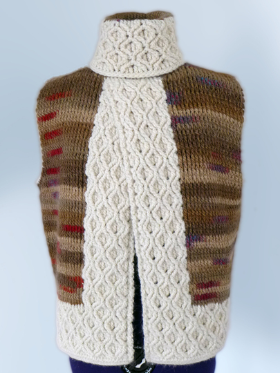 Mod. 026 - Häkelanleitung Pullunder in Wickeloptik mit Zopfmuster