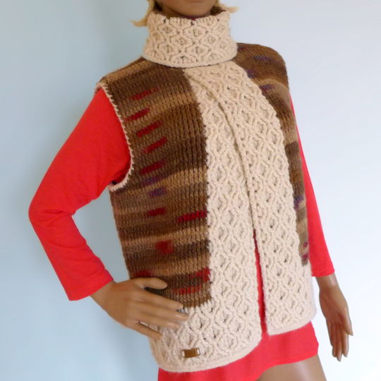 Mod. 026 - Häkelanleitung Pullunder in Wickeloptik mit Zopfmuster