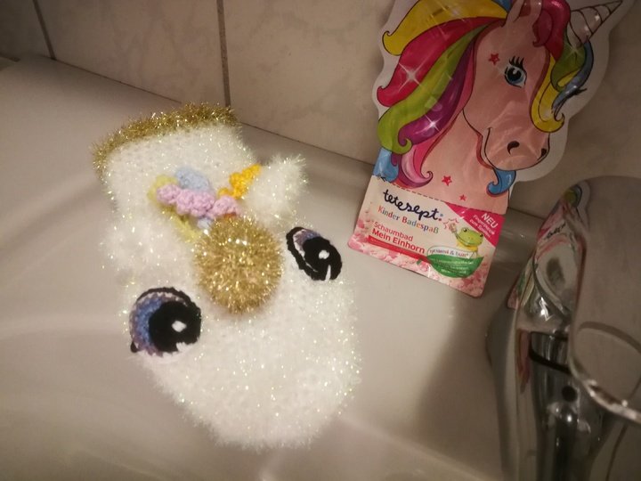 Häkelanleitung Einhorn Waschhandschuh/Schwamm