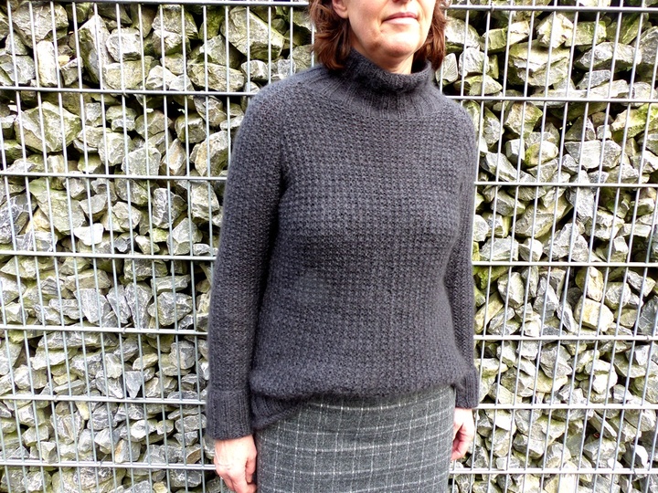 Strickanleitung, Pullover mit Raglanschräge und Stehkragen, Größe S - XXL