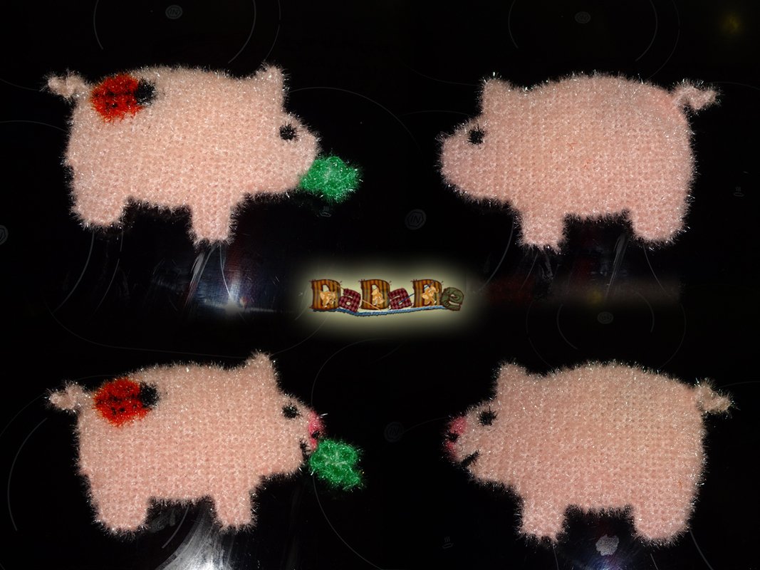 Spülschwamm oder Duschschwamm Schwein, gehäkelt von Dadade