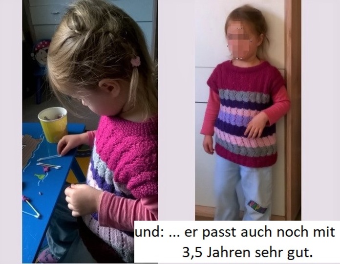 gestricker Longpulli für 1 ½ bis 3½ - 4 Jahre  (ca. 86 bis 104 )