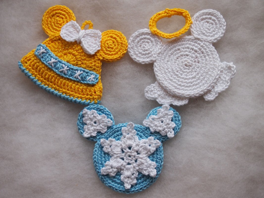 Christmas Bell, Angel and Snowflake Mickey