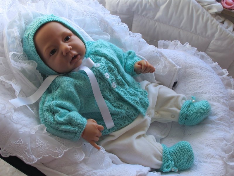 Strickanleitung Babygarnitur Modell NORA 3-teilig Gr. 50/56