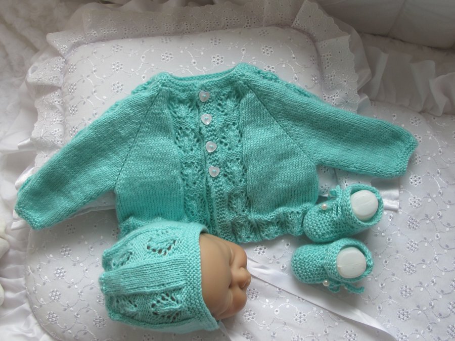 Strickanleitung Babygarnitur Modell NORA 3-teilig Gr. 50/56 - Bild 2