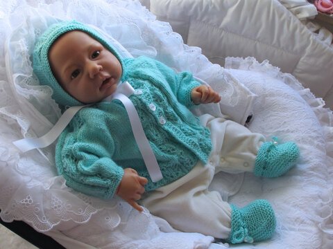 Strickanleitung Babygarnitur Modell NORA 3-teilig Gr. 50/56