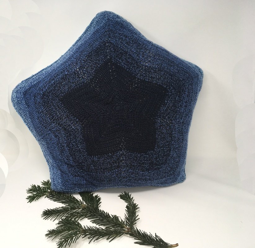 Sternkissen aus 1 BOBBEL-COTTON von Woolly Hugs h&auml;keln - Bild 2