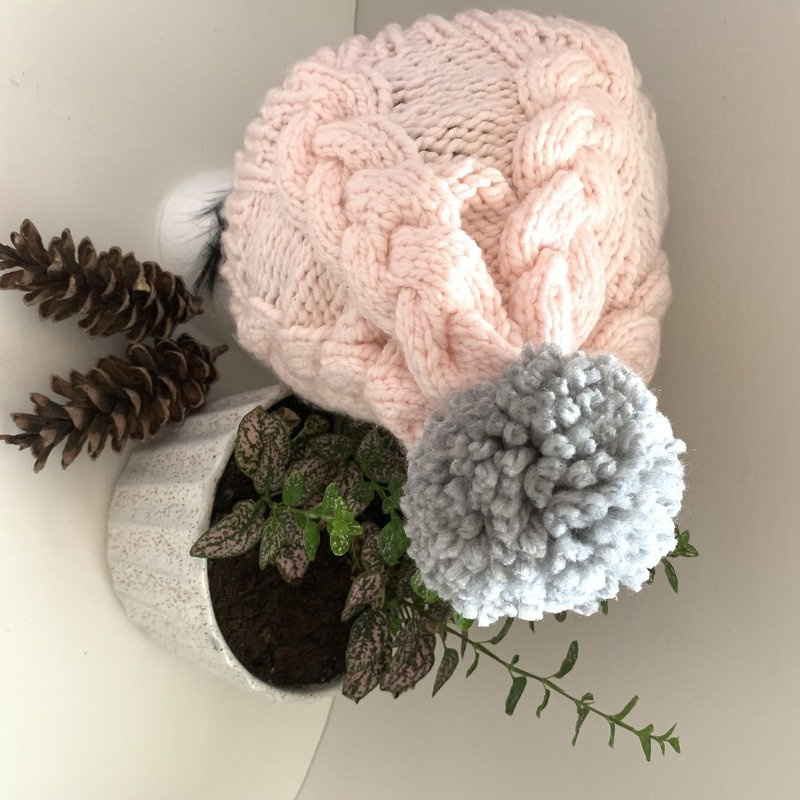 Knit Cable Hat for beginners, easy knit pattern, 2 sizes, Regular and Large