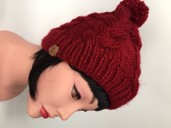 Knit Cable Hat for beginners, easy knit pattern, 2 sizes, Regular and Large - Image 4