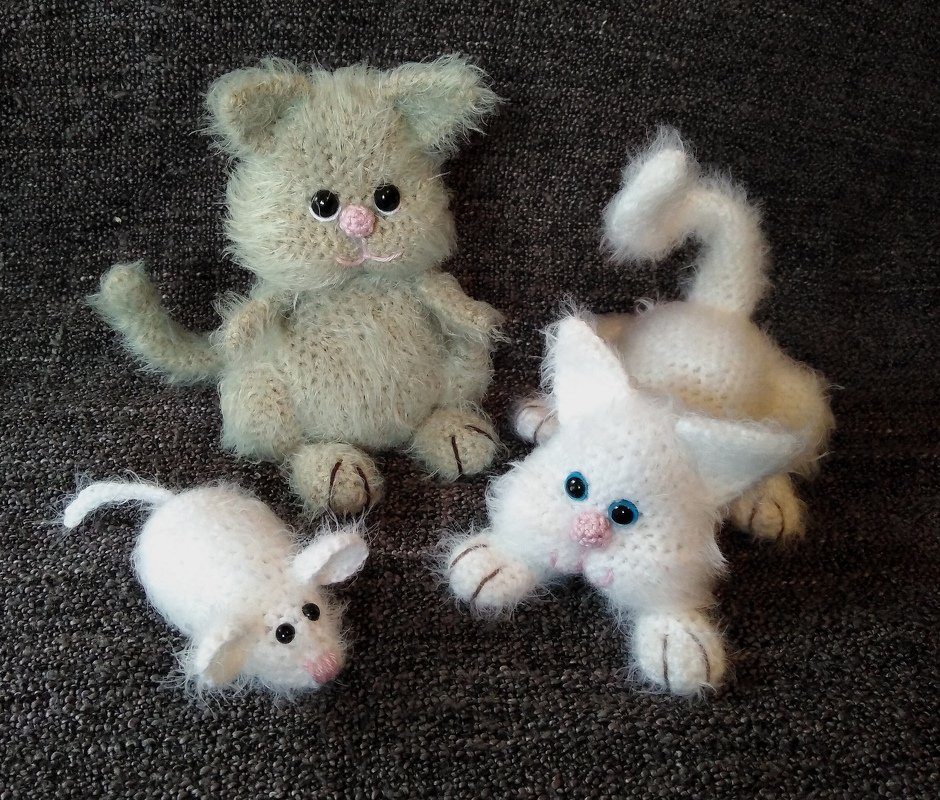 Katze mit Maus lauernde Variante Glücksbringer Valentinstag Schmusekatze - Bild 2