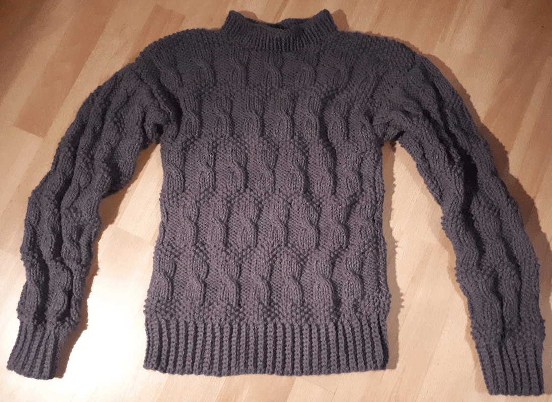 Herrenpullover im Zopfmuster (Gr. 48/50)