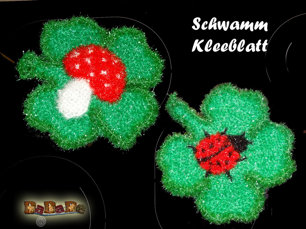 Küchenschwamm oder Badeschwamm Kleeblatt, gehäkelt von Dadade - Bild 2
