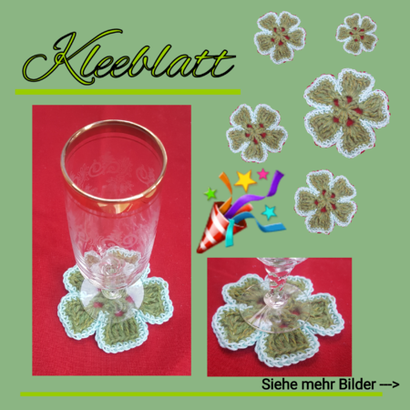 Tassen-Glas-Untersetzer Kleeblatt