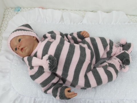 Anleitung Babyset Streifen Gr.54/56 für Baby und Reborn